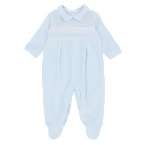 image of front of the Blues Baby Beaumont Blue Sleepsuit