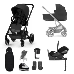 Cybex Balios S Lux 10 Piece Cloud T Bundle with Gold Footmuff - Moon Black