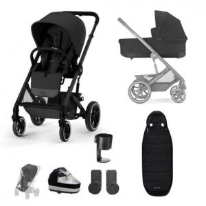 Cybex Balios S Lux 8 Piece Bundle With Gold Footmuff - Moon Black