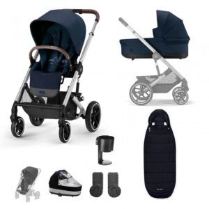 Cybex Balios S Lux 8 Piece Bundle with Gold Footmuff - Ocean Blue