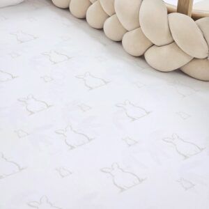 The Baby Store Beige Bunny Fitted Cot Bed Sheet 140x70