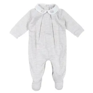 Coccodè Beige Striped Babygrow with Rocking Horse Collar Detail