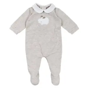 Coccodè Beige Cotton Babygrow with Hippo Applique