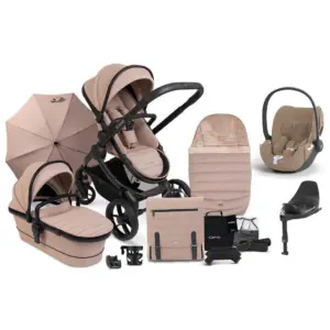 Peach 7 Pushchair and Carrycot Complete Bundle with Cybex Cloud T Plus and Base