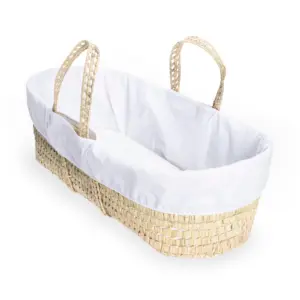 Clair de Lune White Scandi Moses Basket With White Folding Stand