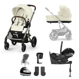 Cybex Balios S Lux 10 Piece Cloud T Bundle with Gold Footmuff - Seashell Beige
