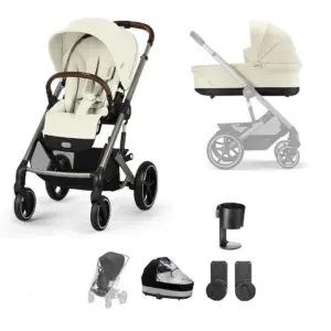 Cybex Balios S Lux 8 Piece Bundle with Gold Footmuff - Seashell Beige