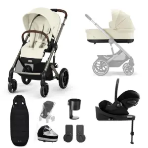 Cybex Balios S Lux 10 Piece Cloud G Bundle with Gold Footmuff - Seashell Beige