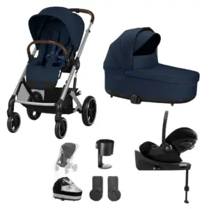Cybex Balios S Lux 10 Piece Cloud G Bundle with Gold Footmuff - Ocean Blue