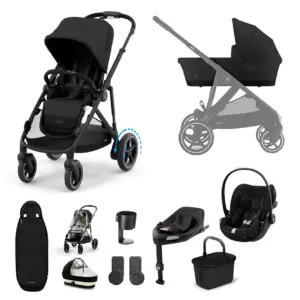 Cybex e-Gazelle S 10 Piece Cloud G Bundle with Gold Footmuff - Moon Black