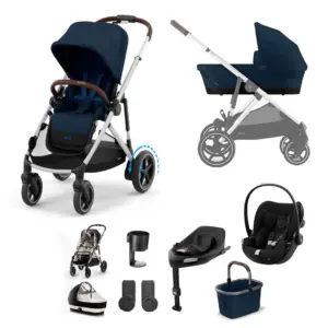 Cybex e-Gazelle S 10 Piece Cloud G Bundle with Gold Footmuff - Ocean Blue