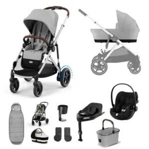 Cybex e-Gazelle S 10 Piece Cloud G Bundle with Gold Footmuff - Stone Grey