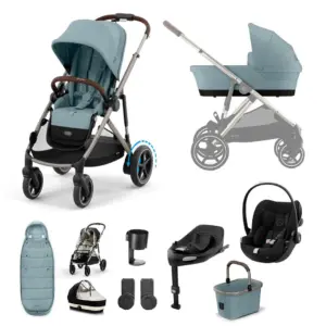 Cybex e-Gazelle S 10 Piece Cloud G Bundle with Gold Footmuff - Stormy Blue