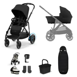 Cybex e-Gazelle S 8 Piece Bundle with Gold Footmuff - Moon Black