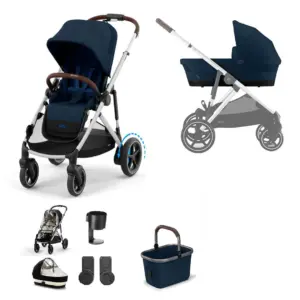 Cybex e-Gazelle S 8 Piece Bundle with Gold Footmuff - Ocean Blue