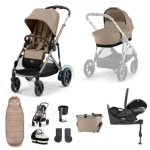 Cybex e-Gazelle S 10 Piece Cloud T Bundle with Gold Footmuff - Almond Beige