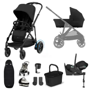 Cybex e-Gazelle S 10 Piece Cloud T Bundle with Gold Footmuff - Moon Black