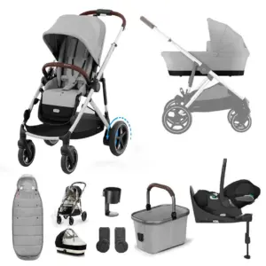 Cybex e-Gazelle S 10 Piece Cloud T Bundle with Gold Footmuff - Stone Grey