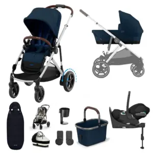 Cybex e-Gazelle S 10 Piece Cloud T Bundle with Gold Footmuff - Ocean Blue