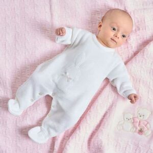 Dandelion White Bunny Knitted Onesie