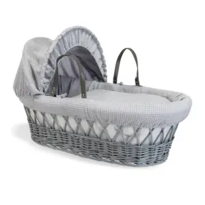 Clair de Lune Waffle Grey Wicker Moses Basket
