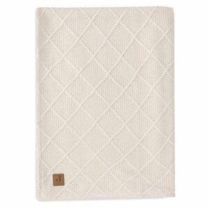 Jollein Cot Blanket 100x150cm Check Knit - Oatmeal/Teddy Fleece