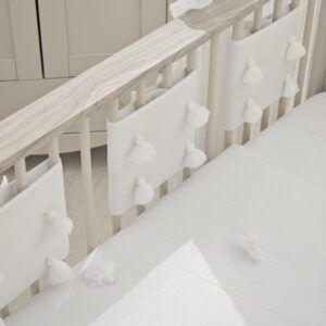 The Baby Store White Tassel Muslin 6 Piece Bumper Set