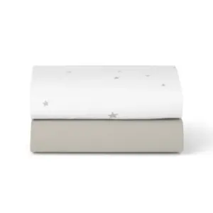 Snuz Crib 2 Pack Fitted Sheets - White/Star