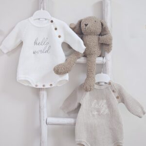 'Hello World' Long Sleeve Knitted Romper