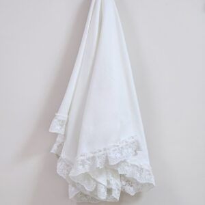 Jamiks Cream Cotton Blanket with Lace Trim
