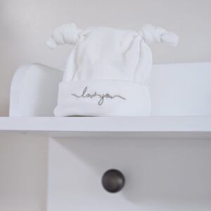 The Baby Store 'Love You' Double Knot Cotton Hat