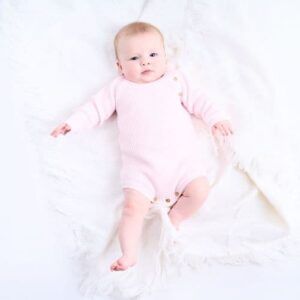 Dandelion Pastel Pink Long Sleeve Knitted Romper