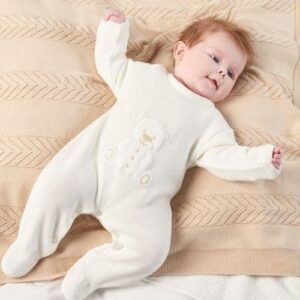 Dandelion White Bear Knitted Onesie