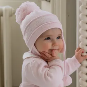 Emile et Rose Griffin Pink Bobble Hat with Ear Flaps