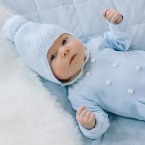 Emile et Rose Kenton Blue Knitted Pom-Pom Hat