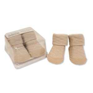 Beige Crosshatch Detail Socks