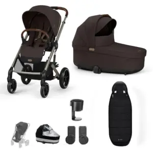 Cybex Balios S Lux 8 Piece Bundle with Gold Footmuff - Chocolate Brown
