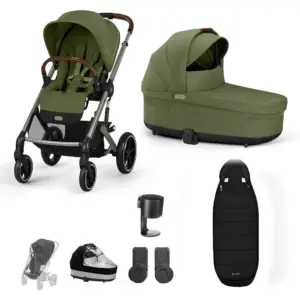 Cybex Balios S Lux 8 Piece Bundle with Gold Footmuff - Moss Green