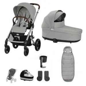Cybex Balios S Lux 8 Piece Bundle with Gold Footmuff - Stone Grey