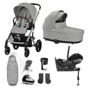 Cybex Balios S Lux 10 Piece Cloud T Bundle with Gold Footmuff - Stone Grey