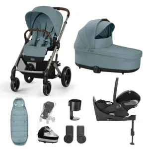 Cybex Balios S Lux 10 Piece Cloud T Bundle with Gold Footmuff - Stormy Blue