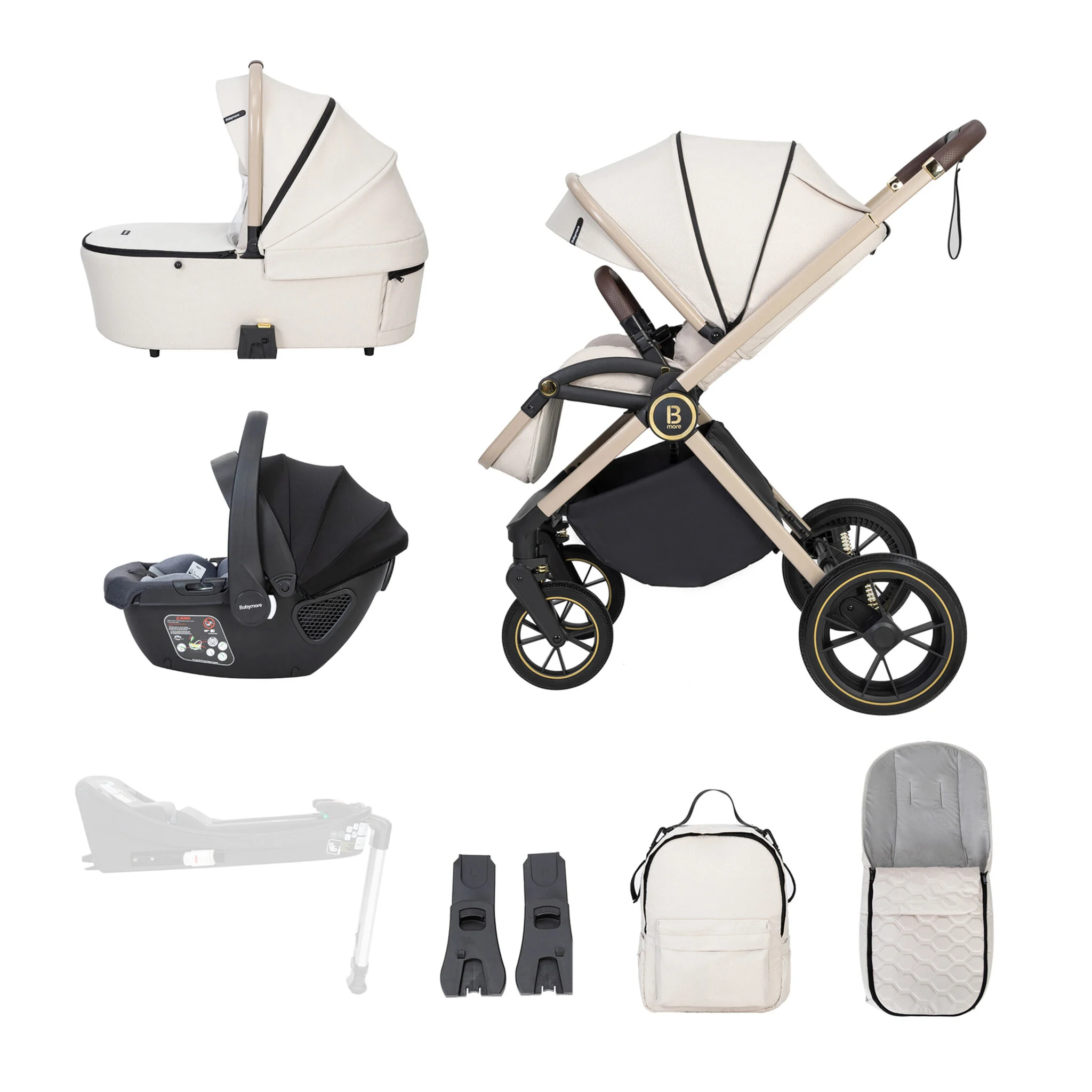 babymore-Kai-Travel-System-Coco-sandstone-1 the Kai Travel System in Sandstone with Coco i-Size car seat