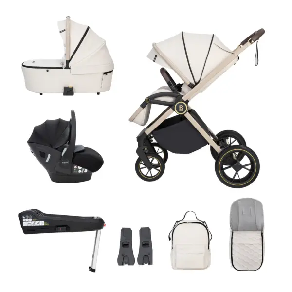 The Babymore Kai Travel System with car saet & base in Sandstone with Pecan car seat