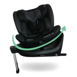 The My Babiie MBCS400 Spin R129 Car Seat with Support Leg in black