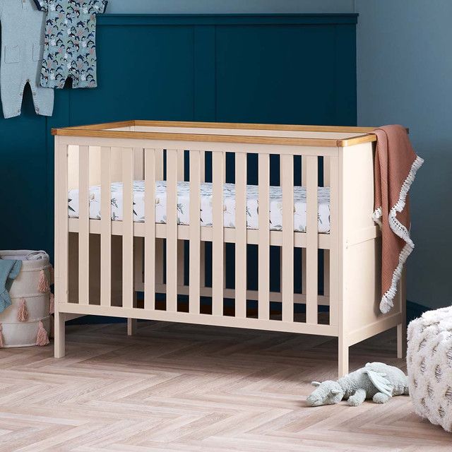 obaby-evie-mini-cot-bed-cashmere-2 the Obaby Evie Mini Cot bed in a nursery bedroom setting