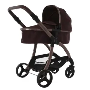 the egg® Dolls Pram – Mulberry shown with carrycot configuration