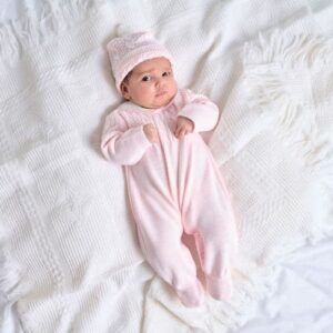 Dandelion Pink Cable Knit Onesie and Hat